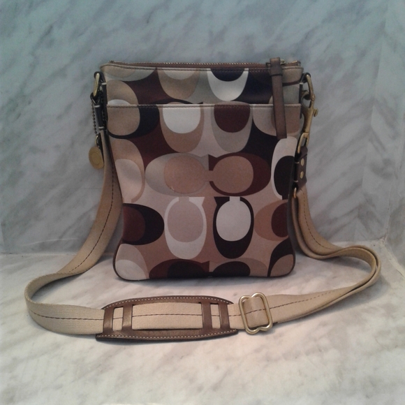 Coach 40659 Multicolor Scarf Print Tote Crossbody Bag Purse satin - Picture 9 of 9